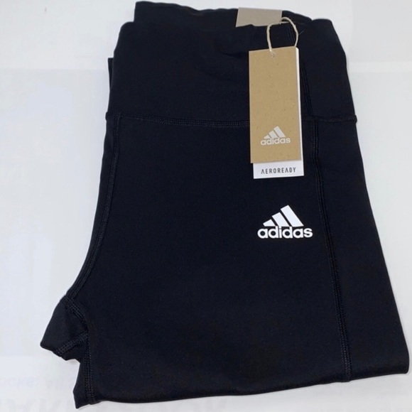 Adidas High Rise Leggings 3-stripe 7/8 Training Tights Workout Leggings NEW - Picture 6 of 12